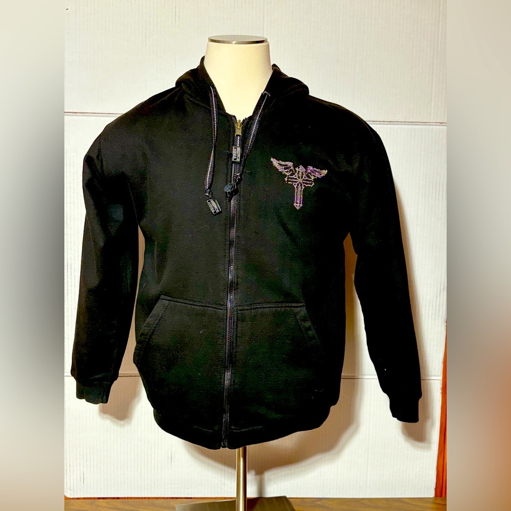 Creative Minds unisex M hooded zip front sweatshirt w/bling design heavy weight